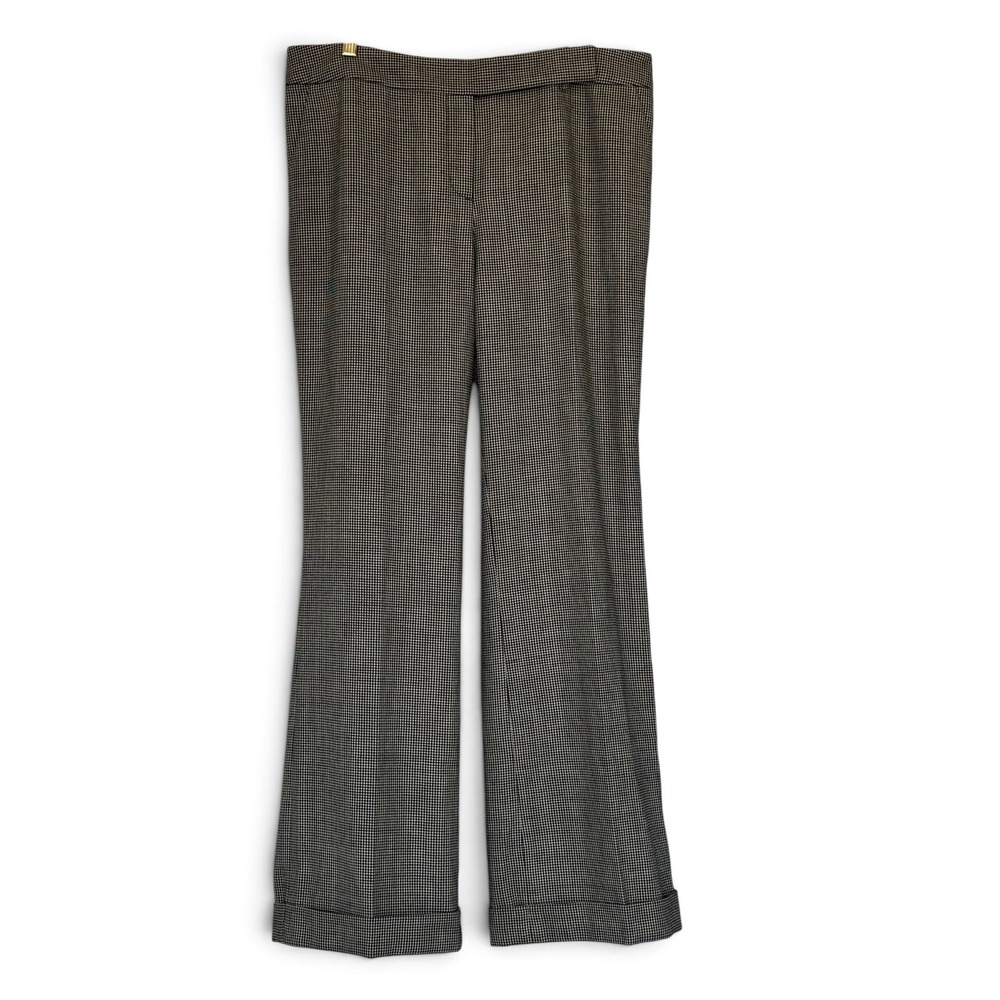 Talbots Signature Flare Houndstooth Wool Blend Cuffed Trousers Black White 12